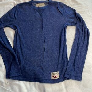 Hollister Mens Blue Henley Long Sleeve Shirt Size Large